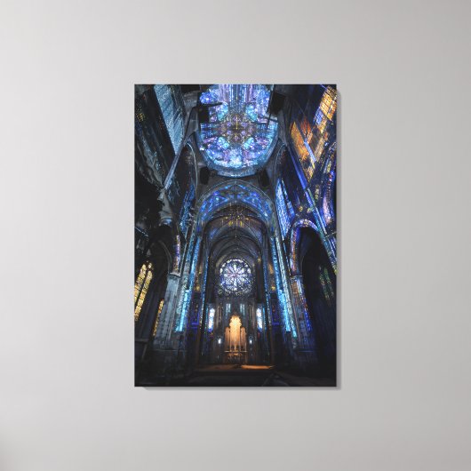 Ruined Cathedral Stained Glass Projection Glow Canvas Afdruk (Voorkant)