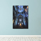 Ruined Cathedral Stained Glass Projection Glow Canvas Afdruk (Insitu (Houten vloer))