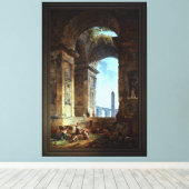 Ruinen met een obelisk op afstand canvas afdruk (Insitu (Houten vloer))