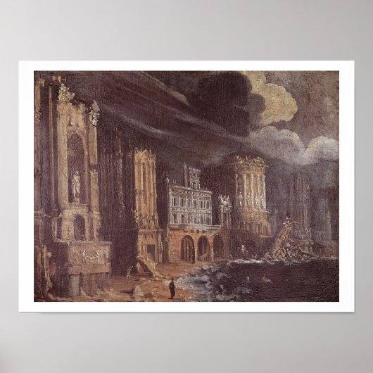 Ruïnes met de Legende van St. Augustine (olie op b Poster (Voorkant)