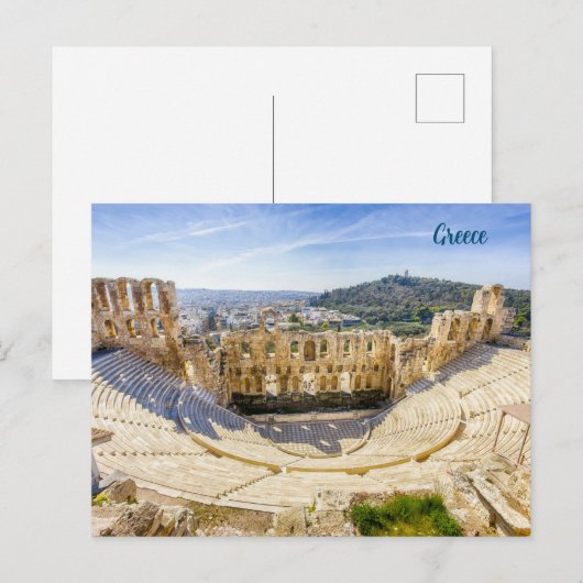 ruïnes van het oude theater van Herodion Atticus Feestdagenkaart (Voorkant / Achterkant)