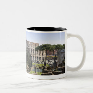 Ruïnes van het Romeinse Colosseum uit Il Palatino Tweekleurige Koffiemok
