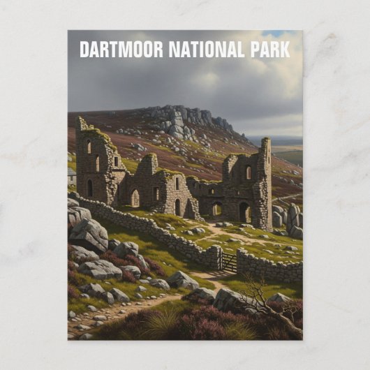 Ruins in Dartmoor National Park Travel Briefkaart (Voorkant)
