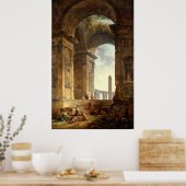 Ruins met een obelisk van Robert Hubert Poster (Keuken)