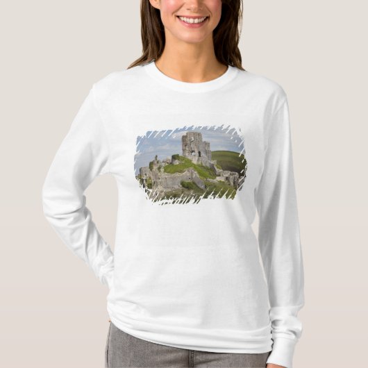 Ruins van Corfe Castle bij Wareham, Dorset, T-shirt (Voorkant)