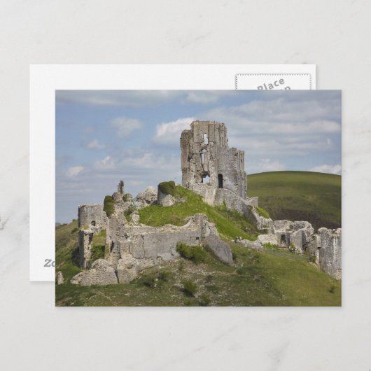 Ruins van Corfe Castle, nabij Wareham, Dorset, Briefkaart (Voorkant / Achterkant)