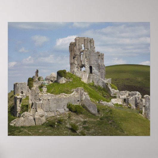 Ruins van Corfe Castle, nabij Wareham, Dorset, Poster (Voorkant)