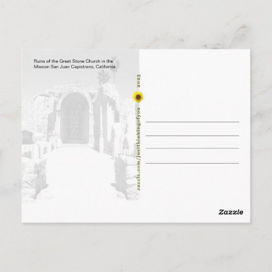 Ruins van de Grote Steenkerk, CA - briefkaart (Achterkant)