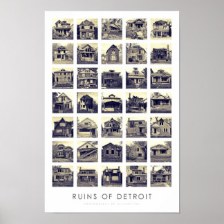 Ruins van Detroit Poster - Verlaten huizen