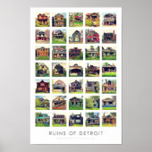 Ruins van Detroit Poster - Verlaten huizen (Voorkant)
