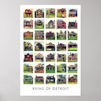 Ruins van Detroit Poster - Verlaten huizen