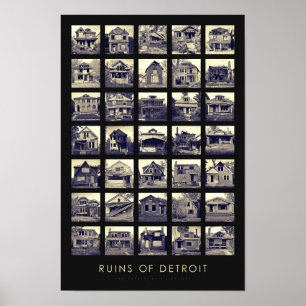 Ruins van Detroit Poster - Verlaten huizen