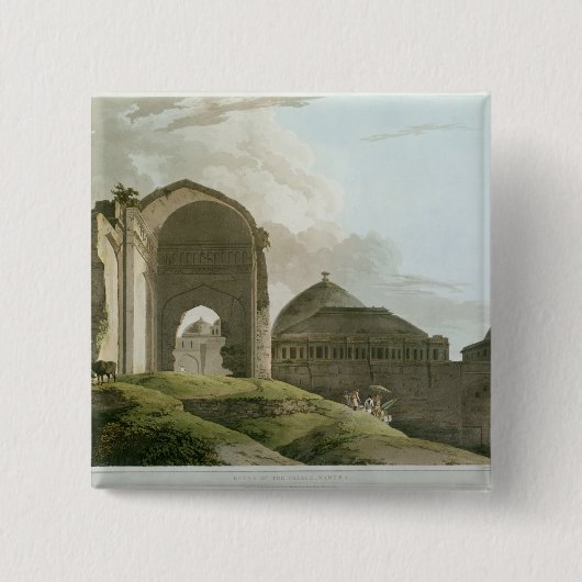 Ruins van het paleis in Madurai Vierkante Button 5,1 Cm (Voorkant)