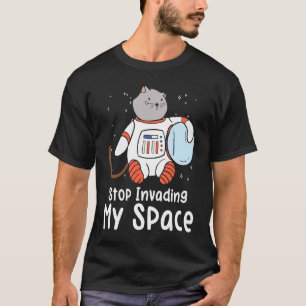 Ruisende kat astronaut kat ruimteschip t-shirt