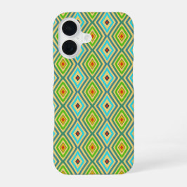 Ruit Geometrische Groen Blauw iPhone 16 Hoesje