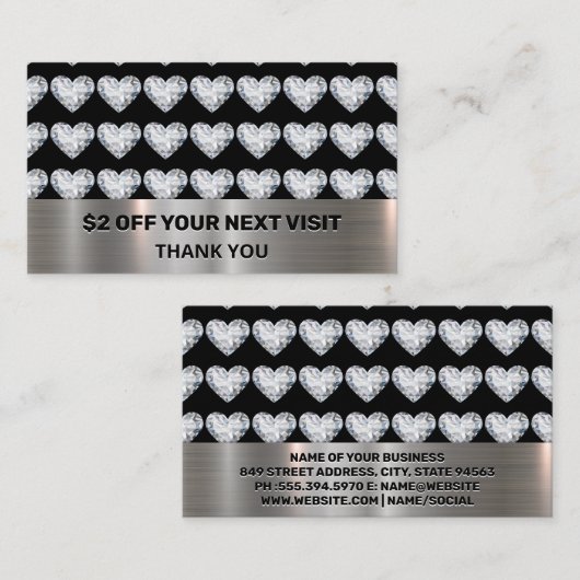 Ruit Hart Patroon | Korting Zakelijke Kaart Visitekaartje (Voorkant / Achterkant)