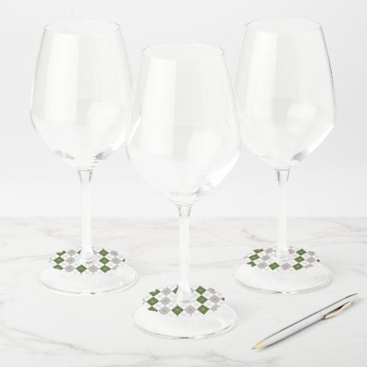 Ruit Kleurencombinatie 3 Wijnglaslabel (Set)