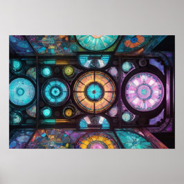 ruit van gebrandschilderd glas poster