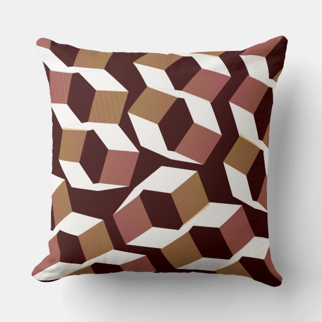 Ruitdadige zeshoeken op de donkerste rode achtergr kussen (Voorkant)