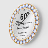Ruitdiamant 60th Wedding Jubileum - Aangepaste nam Grote Klok (Hoek)