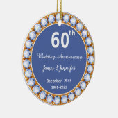 Ruitdiamant 60th Wedding Jubileum - Aangepaste nam Keramisch Ornament (Rechts)