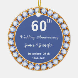 Ruitdiamant 60th Wedding Jubileum - Aangepaste nam Keramisch Ornament
