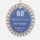 Ruitdiamant 60th Wedding Jubileum - Aangepaste nam Keramisch Ornament (Links)