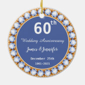 Ruitdiamant 60th Wedding Jubileum - Aangepaste nam Keramisch Ornament (Achterkant)