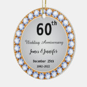 Ruitdiamant 60th Wedding Jubileum - Aangepaste nam Keramisch Ornament (Links)