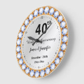 Ruitdiamant Jubileum 40th Wedding - Aangepaste nam Grote Klok (Hoek)