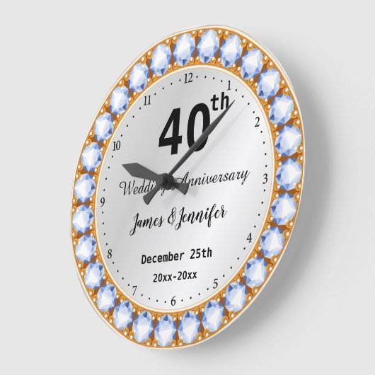 Ruitdiamant Jubileum 40th Wedding - Aangepaste nam Grote Klok (Hoek)