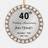 Ruitdiamant Jubileum 40th Wedding - Aangepaste nam Keramisch Ornament (Voorkant)