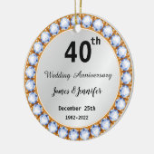 Ruitdiamant Jubileum 40th Wedding - Aangepaste nam Keramisch Ornament (Links)