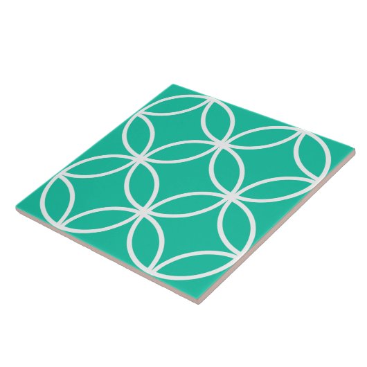 Ruitdiamant voor Marokkaanse groene en witte blade Tegeltje (Zijkant)