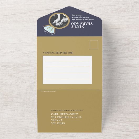 Ruitdiamanten ring van het 60e trouwfeest all in one uitnodiging (Buitenkant)