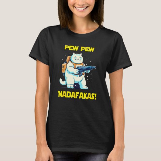 Ruite Astronaut Pew Madafakas Chonk Kat T-shirt (Voorkant)