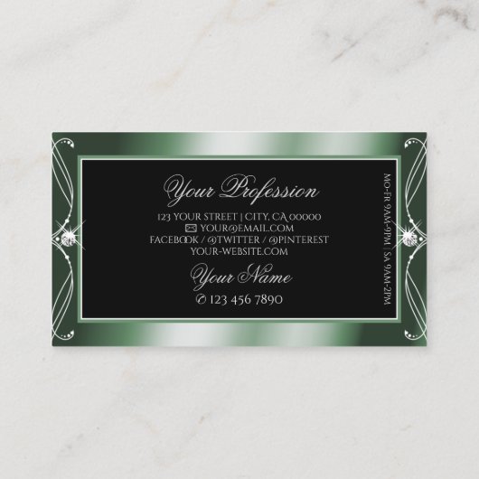 Ruiteldiamant met ornamental Black Green Visitekaartje (Achterkant)