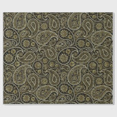 Ruiten en Gold Print Paisley Pattern op Black Cadeaupapier (Vlak)