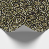 Ruiten en Gold Print Paisley Pattern op Black Cadeaupapier (Hoek)