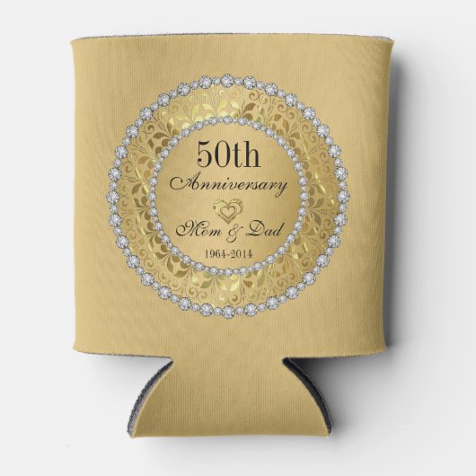 Ruiten en gouden Jubileum voor 50e bruiloft Blikjeskoeler (Voorkant)