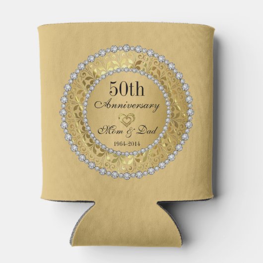 Ruiten en gouden Jubileum voor 50e bruiloft Blikjeskoeler (Achterkant)