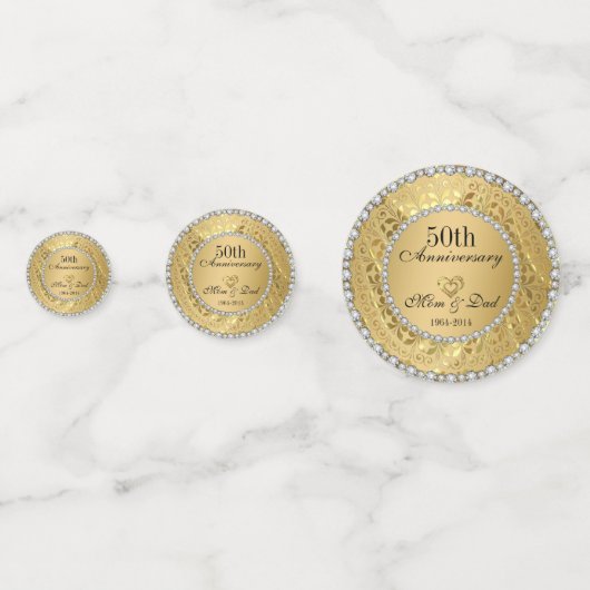 Ruiten en gouden Jubileum voor 50e bruiloft Confetti (Voorkanten)