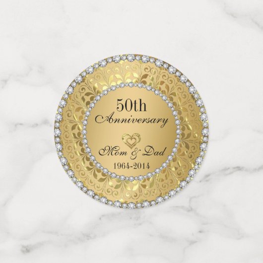 Ruiten en gouden Jubileum voor 50e bruiloft Confetti (Kleine voorkant)