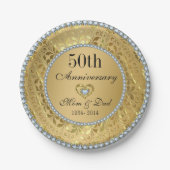 Ruiten en gouden Jubileum voor 50e bruiloft Papieren Bordje (Voorkant)