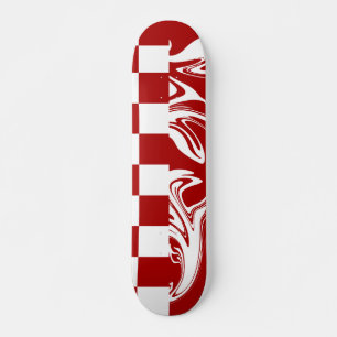 Ruiten en kronkels in rood en wit persoonlijk skateboard
