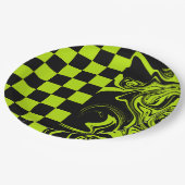 Ruiten en krullen - Limoengroen en Zwart Papieren Bordje (Gekanteld)