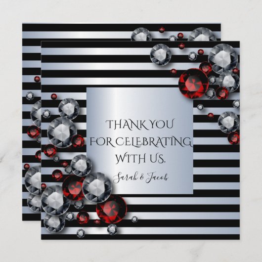 Ruiten en Rubies op zwarte en zilverstrips (Voorkant / Achterkant)