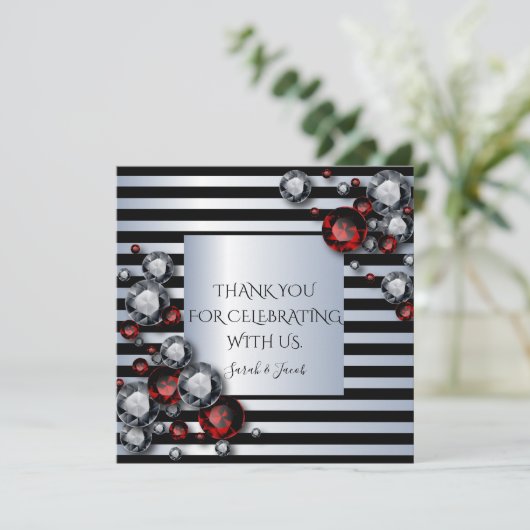 Ruiten en Rubies op zwarte en zilverstrips (Staand voorkant)