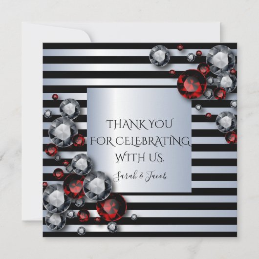 Ruiten en Rubies op zwarte en zilverstrips (Voorkant)