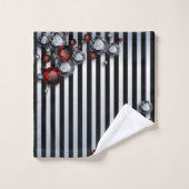 Ruiten en Rubies op zwarte en zilverstrips Bad Handdoek (Wasdoekje)